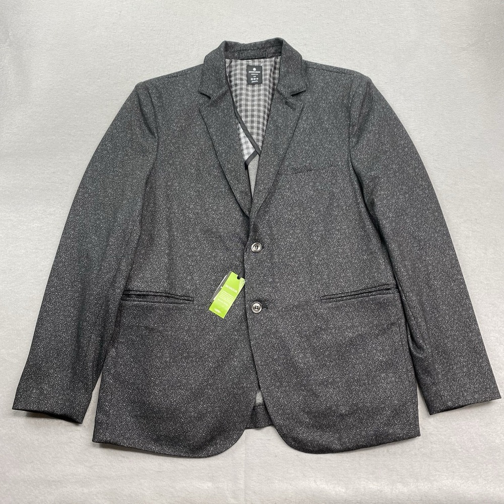 Brooklyn Brigade Jacket Mens Large 42 Grey Modern Slim 1/4 Lined Metal Button